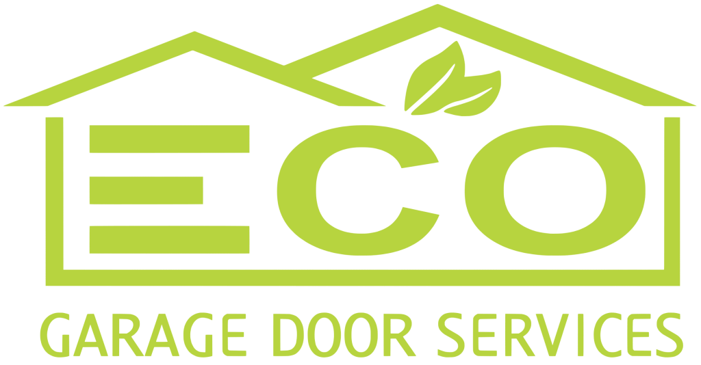 Eco Garage Door Services logo with green leaf design.